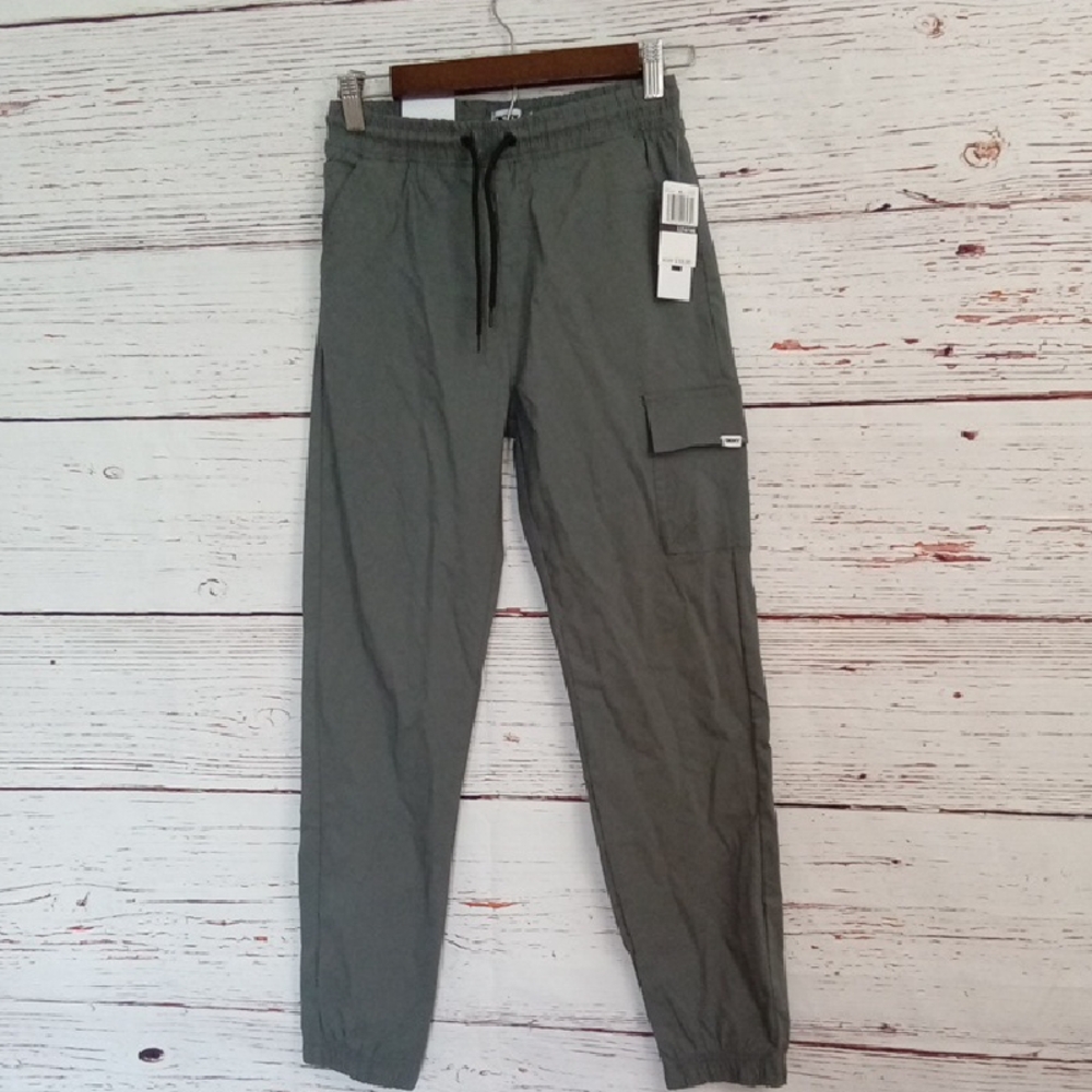 NWT DKNY Cargo Jogger Pants Olive Green Size L 14/16